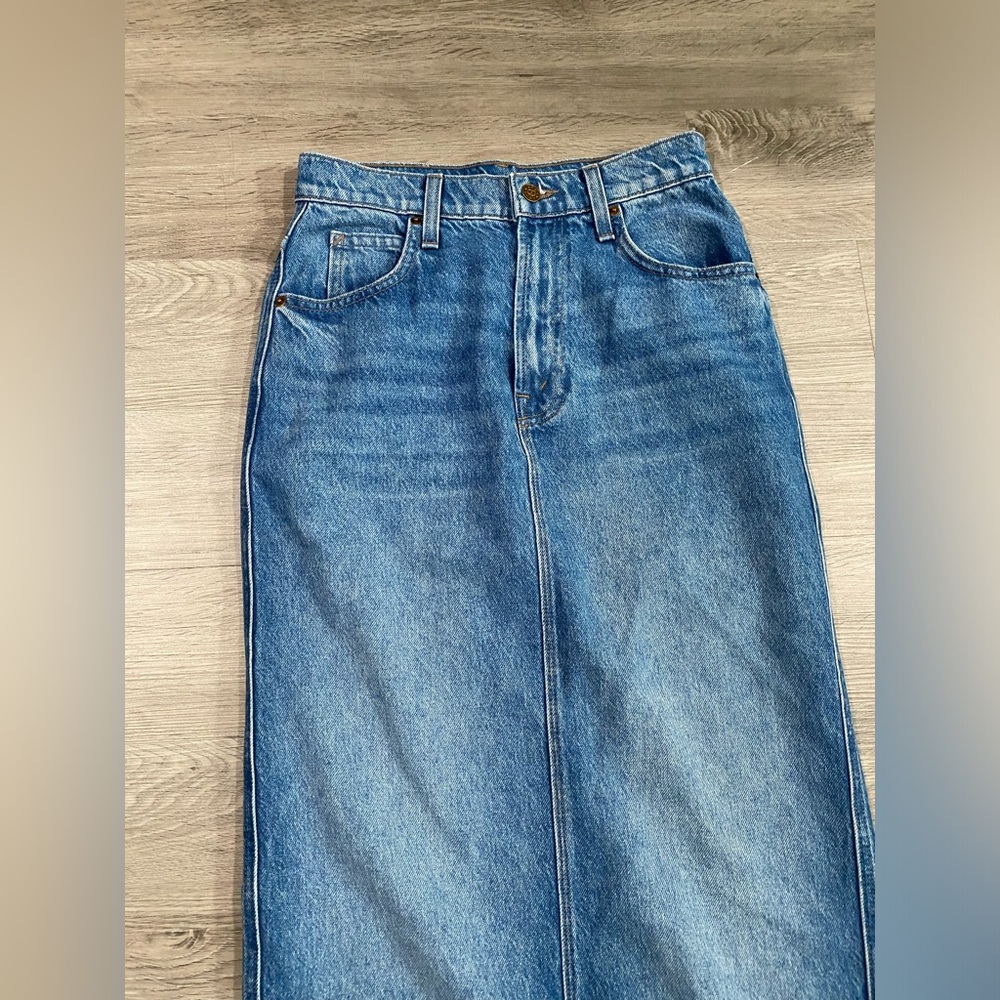 Mother Denim Snacks The Candy Stick Denim Jean Skirt Maxi Slit 27 - Picture 7 of 13